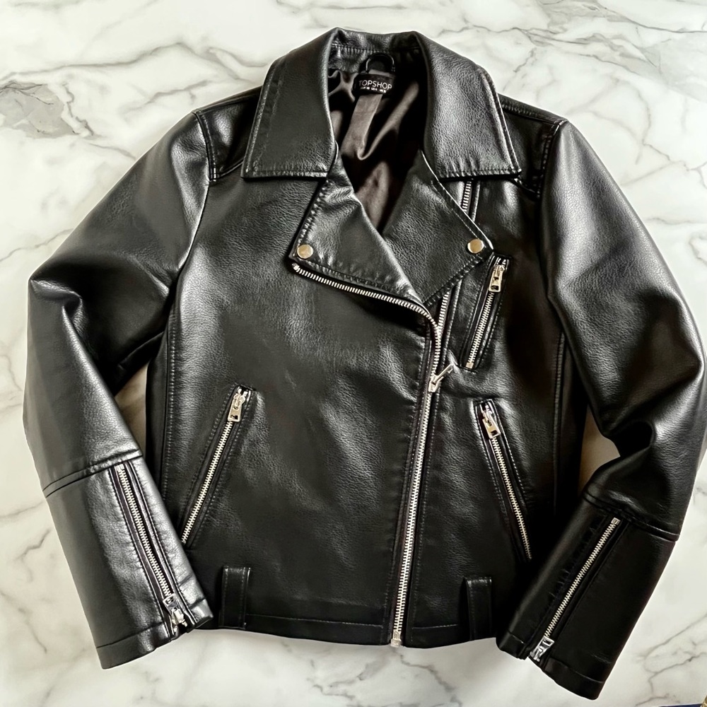 Topshop Vegan Leather Biker Jacket